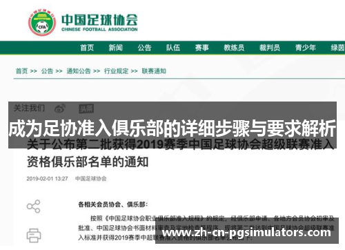 成为足协准入俱乐部的详细步骤与要求解析